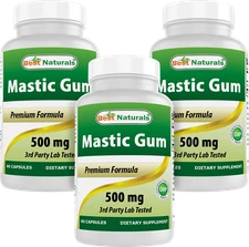 3 Pack Best Natural Mastic Gum 500 mg 60 Capsules 