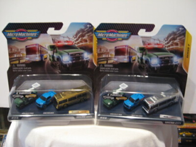 MICRO MACHINES SERIES 2 - 2 MICRO CITY SETS #06 w/ CHASE GOLD & SILVER BUSES   