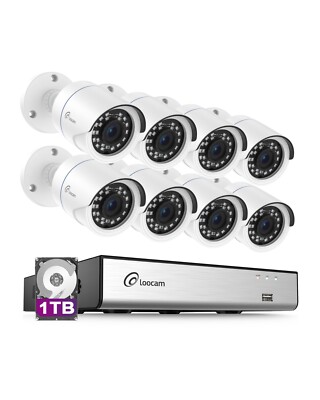 Loocam 1080P 8CH Security Camera System 1TB, AI Smart Human/Vehicle Detection