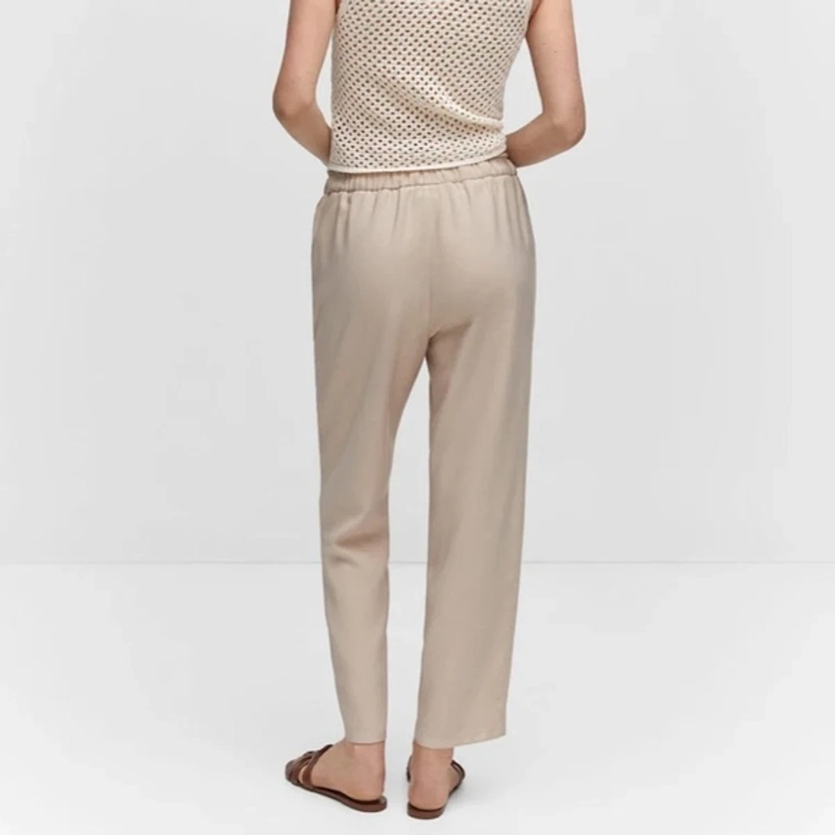 Mango flowy straight shop fit trousers