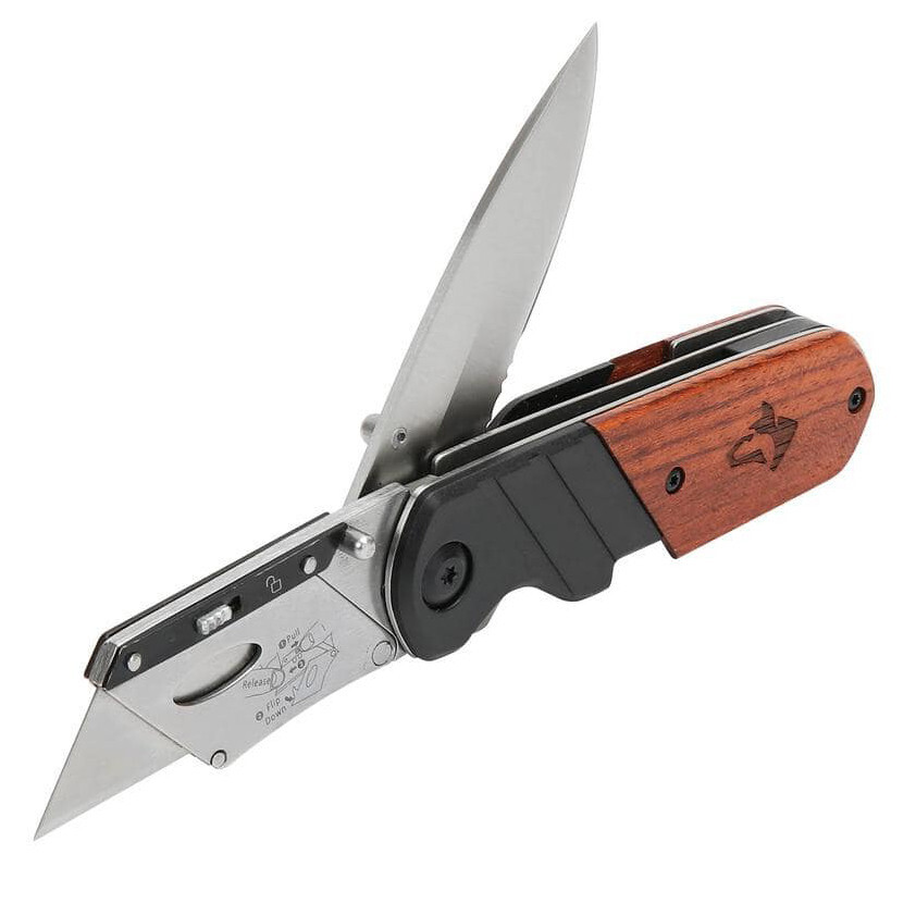 Husky 2-in-1 FOLDING UTILITY KNIFE & SPORTING KNIFE | QUICK-CHANGE