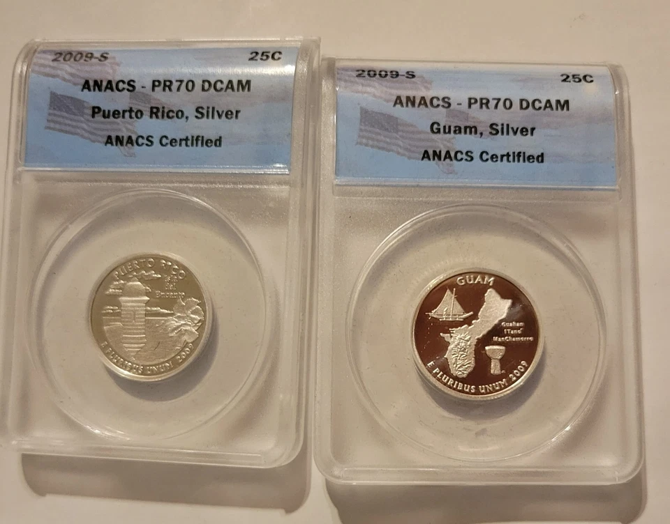 2009 Proof Silver DC/Territory Quarters ANACS PR70 DCAM 6pc set - Image 3 of 3
