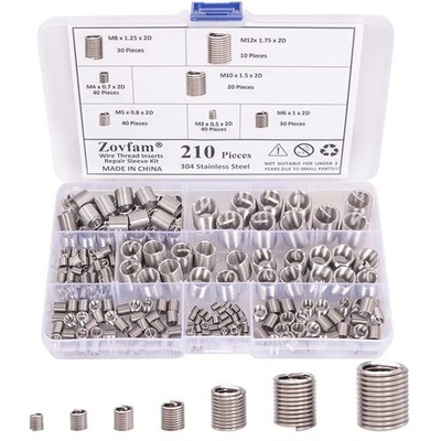 Kit insertos rosca hilo 210pcs acero inoxidable métrico M3-M12