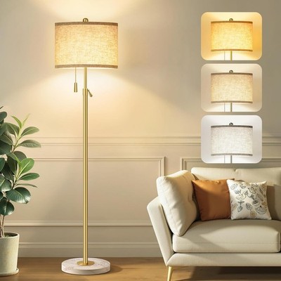 Modern Gold Floor Lamp for Living Room - Adjustable Height Standing Lamp with Ma