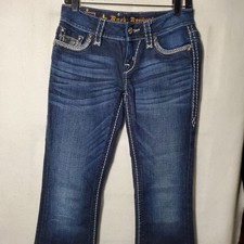 Rock Revival Jeans Womens 26 Blue Roux Boot Bootcut Embroidered Denim Rhinestone
