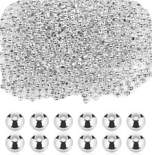 1500PCS 3mm Smooth Round Spacer Beads Mini Silver Plated Metal Beads Loose Small