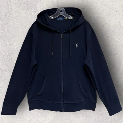 Polo Ralph Lauren navy blue double-knit full-zip hoodie Men’s Large 24”x27” - Image 1 of 4