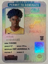 2023-24 Contenders Taylor Hendricks Permit to Dominate RC Rookie #19 Jazz