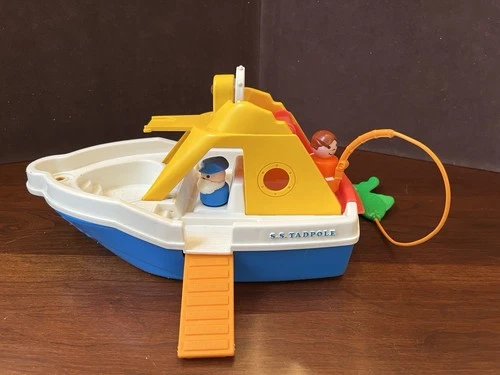 Fisher Price Little People Vintage Cruise Boat SS Tadpole and sea plane