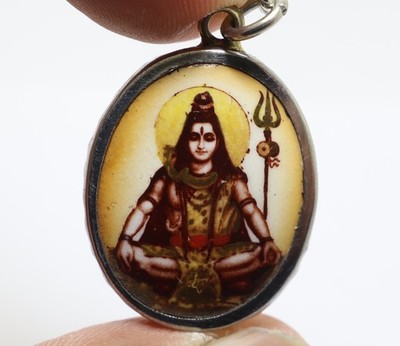 LORD SHIVA MAHADEV OM MAHADEVA GOD SIVA RUDRA BLESS 1980s HINDU LOCKET NECKLACE