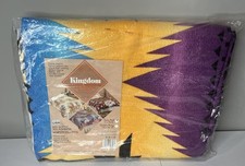 Vtg Beacon Kingdom Blanket Southwestern Style Purple Blue Yellow Made In USA