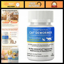 Broad Spectrum Cat Kitten Dewormer Tablets - Fast Tapeworm, Hookworm, Roundwor
