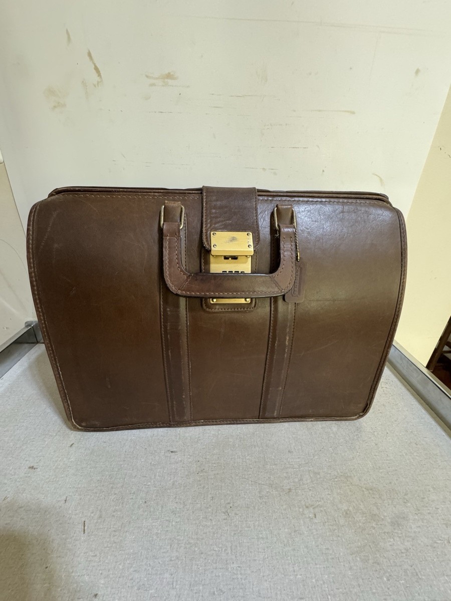 Rare Coach Briefcase Leather British Tan Doctor Bag Vintage 5420