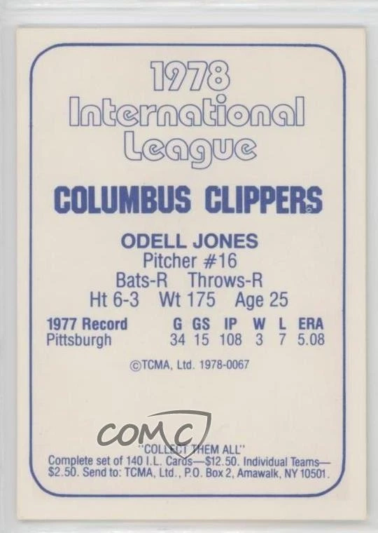 1978 TCMA International League Odell Jones #1978-0067 Rookie RC - Image 2 of 2