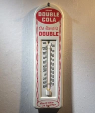 Rare Vintage 1950's Double Cola Soda Metal Thermometer Sign Vernon Aco Newton IA
