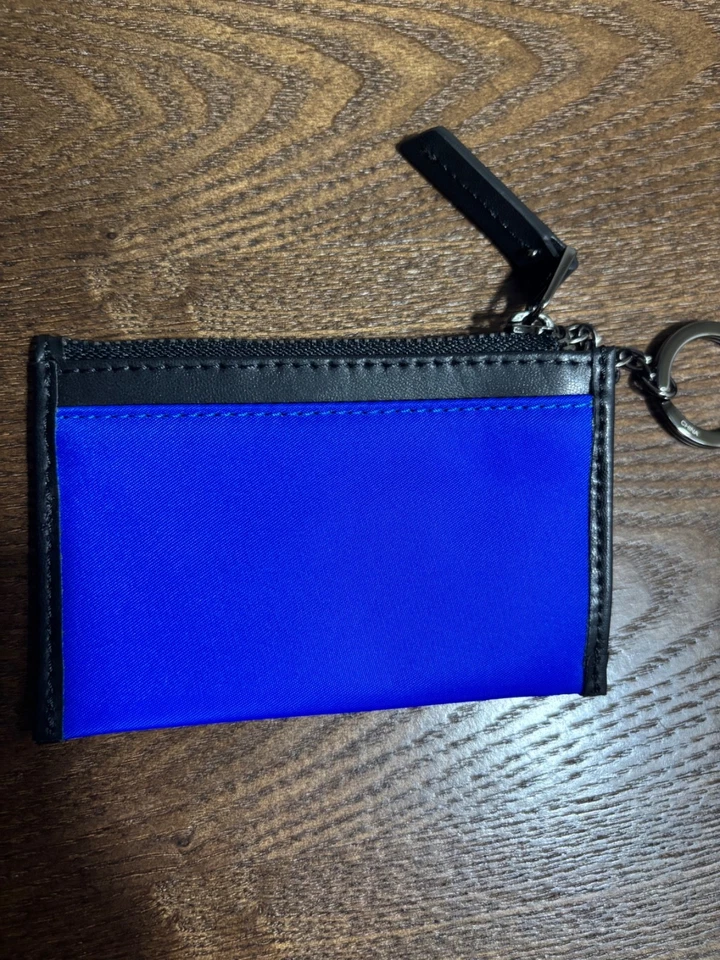 Tarjetero Tumi Vista Pequeño Cremallera Deslumbrante Azul Nylon Cuero Genuino Foto 2 de 3