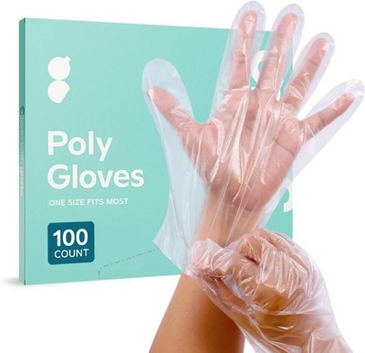 Comfy Package [100 Count] Disposable Poly Plastic Gloves for Cooking