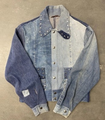 vintage 70s Sutter Mill ,Ca handmade denim jacket Set  unique studs and pockets 