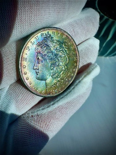 🔥1884-O Morgan Dollar Monster Rainbow Toning Neon Color Bomb UNC Beauty🌈🌈