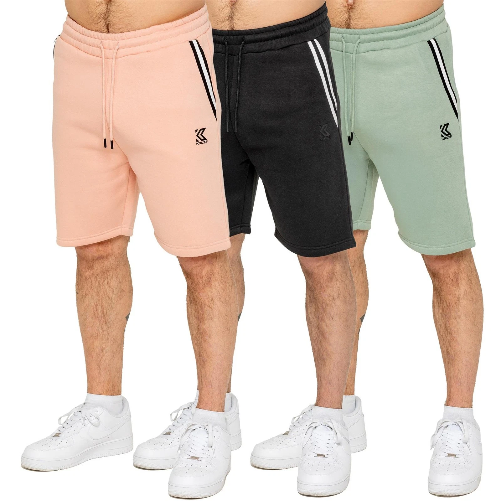 Mens Kruze Tape Shorts Regular Fit Casual Cotton Summer Fleece Half Pants