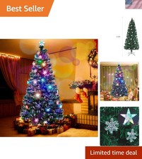Luxurious 7 ft Pre-Lit Artificial Christmas Tree with Color-Changing Lights