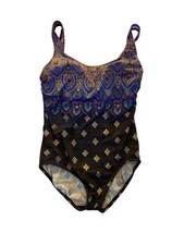 cole of california vintage, women  s floral, print, gold accent, swimsuit S/10