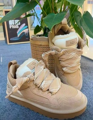 Women's U G G LOWMEL Suede Canvas Sneakers Shoes Chestnut & Sand US Size 5-10 #!