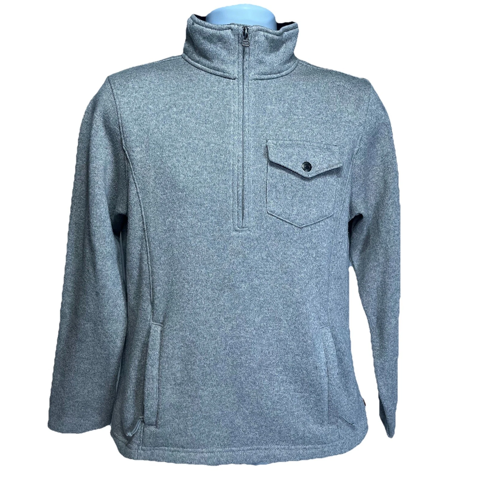 Mountain Khakis 1/4 Zip Light Gray Fleece Pullover Camping Sweater Men's Small