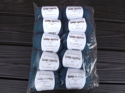 Lana Gatto VIP, sealed factory bag of 10, teal # 4992, merino/cashmere - Photo 1/2