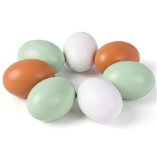 SallyFashion 7 Pcs Wooden Fake Eggs, 3 Colors Wood Fake Chicken Nesting Eggs for