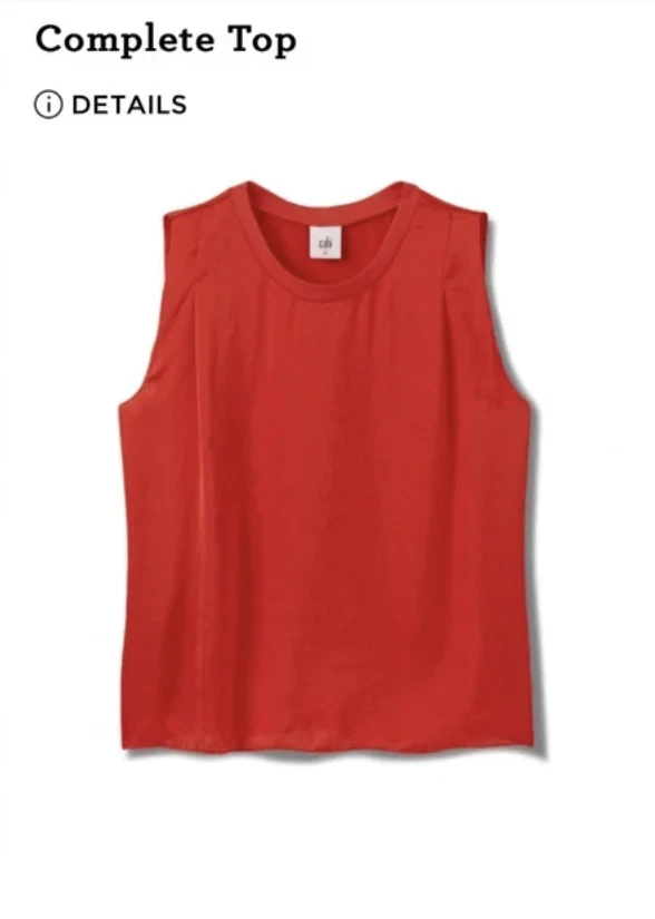 NUEVO CON ETIQUETAS CABI Completo Top 6521 Pullover Sin Mangas Satinado Rojo Rubí Talla L (Antes $89) Foto 2 de 4