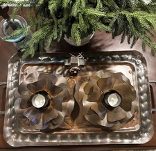 Set Of 2 VTG Jan Barboglio Iron Miracle De Guadalupe Flower Candle Holder