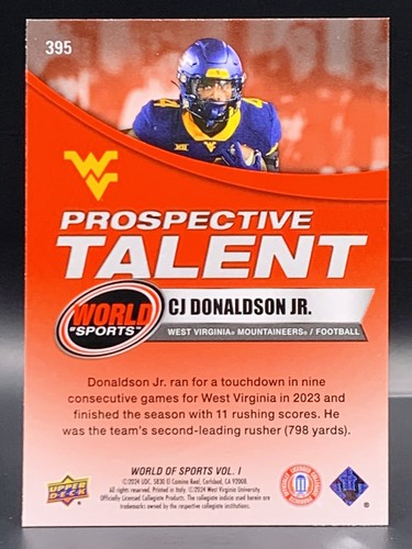 2025 Upper Deck World of Sports Volume 1 #395 CJ Donaldson Jr. Foilboard Red - Picture 2 of 2