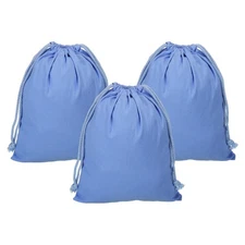 3pcs Reusable Drawstring Bags, 10x12.6" Multipurpose Bags, Autumn Blue