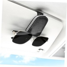 Sunglasses Holder for Car, Leather Magnetic Buckle Sun Visor Sunglass Clip,