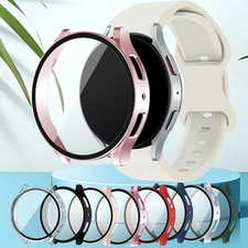 Matte Hard PC Case With Tempered Glass For Samsung Galaxy Watch 7 6 5 4 40/44mm