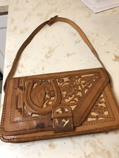 PURSE CROSS BODY Western Tooled Leather HORSES FLOWERS Carved Leather