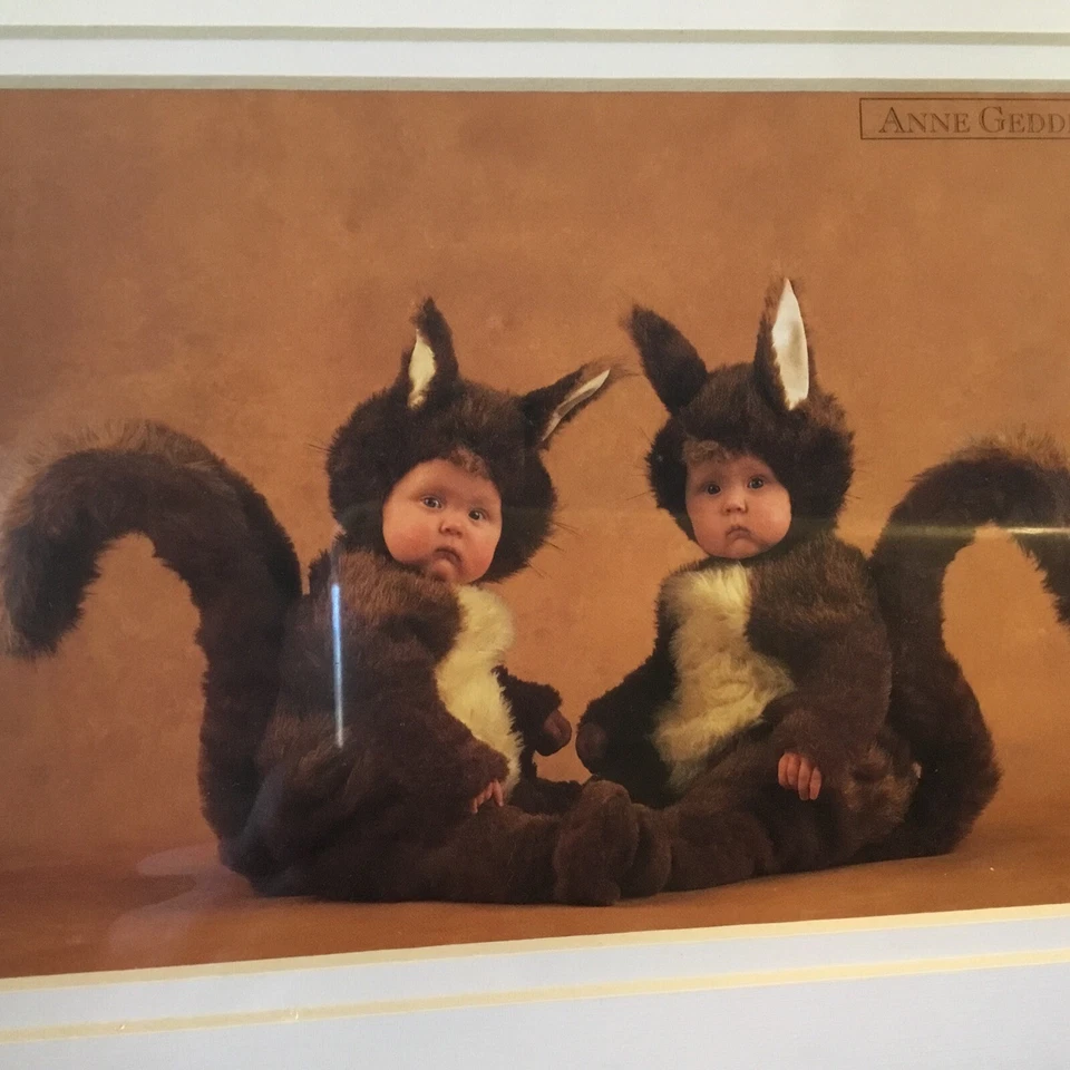 Vintage Anne Geddes “Squirrels” Matted Litho New In Plastic Fits 8x10 Frame - Image 2 of 4