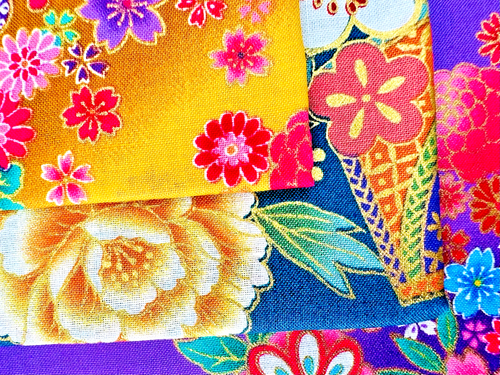 Japanese Cut cloth gold-colored Fabric Flower Style Pure Cotton Patchwork Quilt - Picture 10 of 17