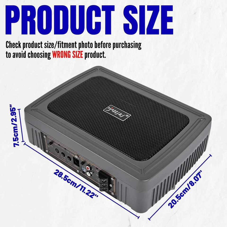 1200W 6*8'' Active Underseat Car Bass Box Audio Subwoofer Sub Speaker Amplifier - Image 2 of 4