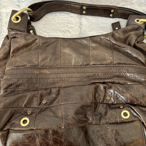 VTG Juicy Couture Shoulder Bag Purse Brown Leather Satchel Gold Hardware NWOT - Picture 8 of 14