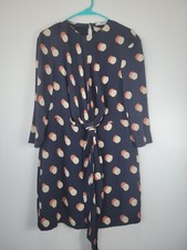 Mango Womens Dress Sz 4 Navy Blue Polka Dot Shift 0587