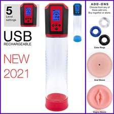 Penis Pump 5 Speed Automatic LCD Penis Enlarger Vacuum Power Enhancement USB