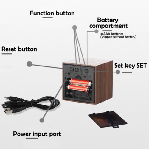 Reloj Despertador Digital Madera LED Temperatura Control Electrónico por Voz Relojes de Mesa - Imagen 2 de 17