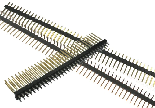 Stiftleiste einreihig/zweireihig, gerade/gewinkelt 0,8µ vergoldet 0,6x0,6 RM2,54