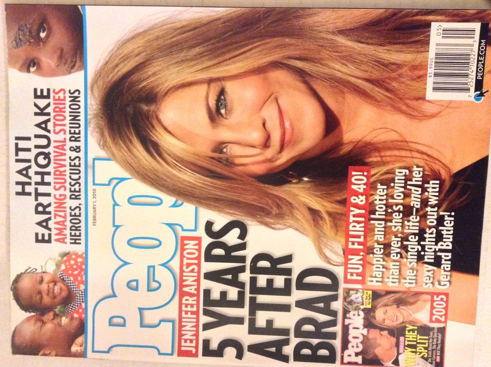 People Weekly Magazine Jennifer Aniston Brad Pitt February 1, 2010 081017nonrh