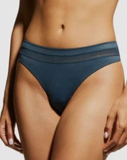 $50 Else Women's Blue Solid Nano Mesh Inset Brief Panty Size L/10