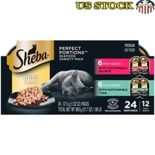 Wet Cat Food Cuts in Gravy Variety Pack Salmon Tuna 12 Trays 2.6oz 24 Servings