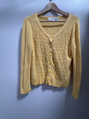 Anthropologie Sparrow Women’s Large Cardigan Sweater Button Front Yellow