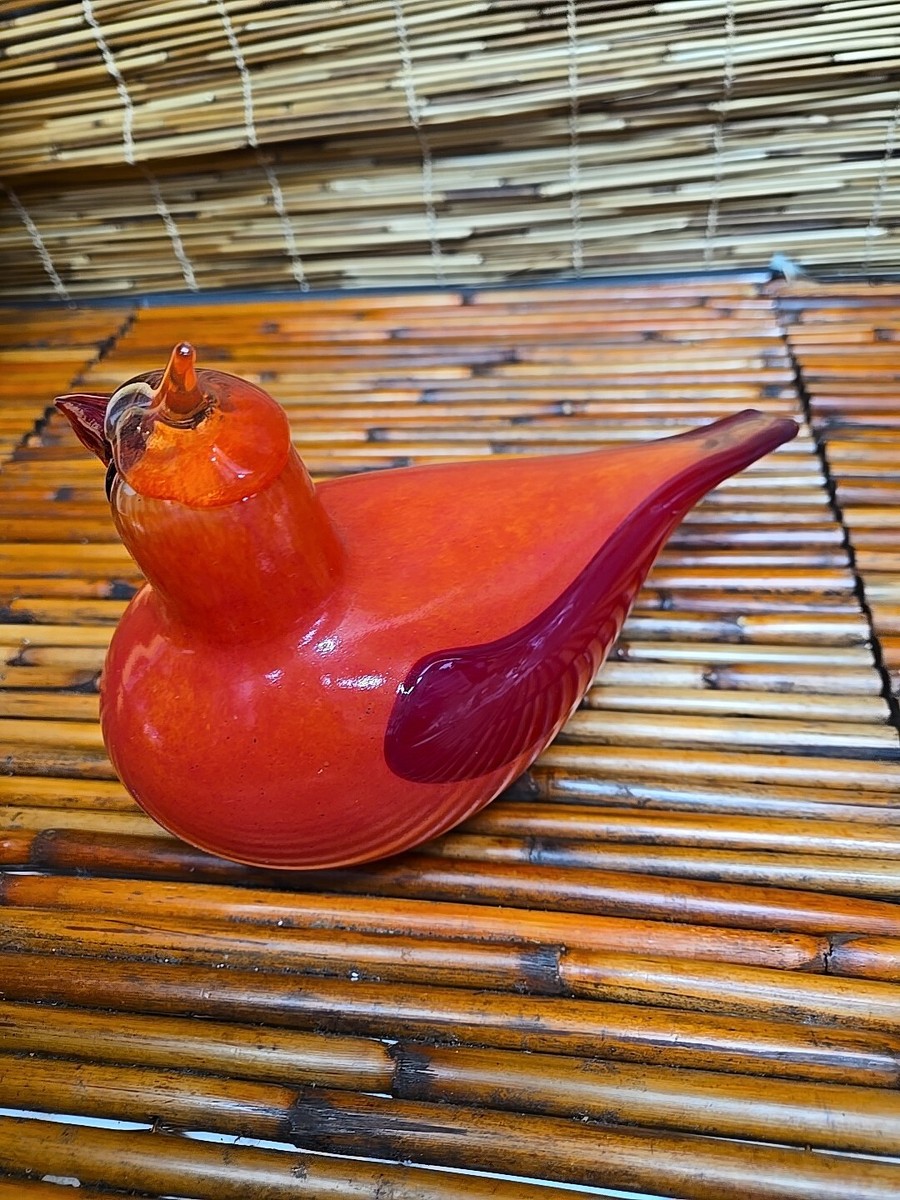 ★ イッタラ バード　Red cardina Beautiful Iittala Finland Art Glass Red Cardinal Bird